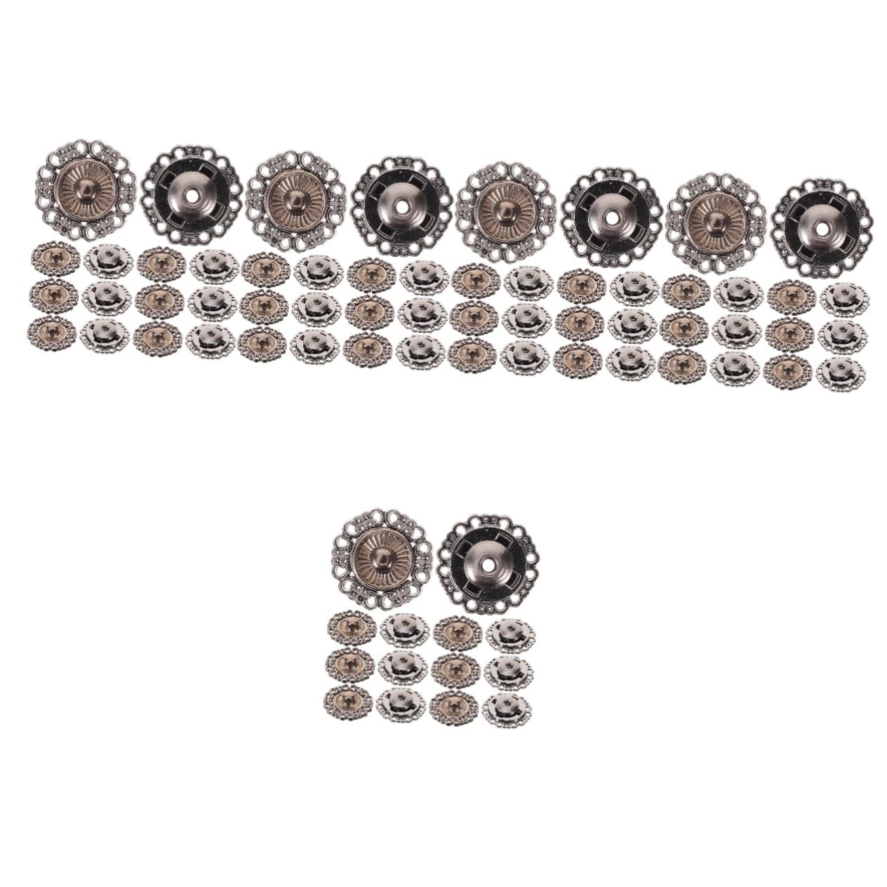 Lurrose 125piezas Botones Presión Metálicos Para Ropa Accesorios Versátiles Broches De Snap Para Abrigos Bolsos y Calzado Duraderos y Fáciles De Instalar