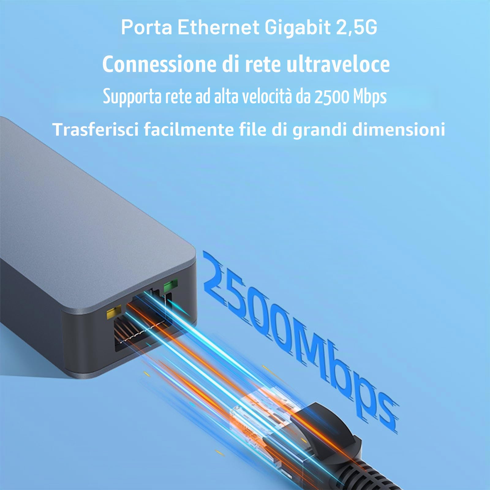 Adattatore USB a Ethernet, adattatore USB 3.0 a RJ45 2 in 1, adattatore di rete LAN USB Tipo C 100/1000/2500Mbps, compatibile con MacBook, Surface, Laptop Windows, XP, Vista, Mac/Linux e altro ancora Adattatore USB a Ethernet, adattatore USB 3.0 a RJ45 2 in 1, adattatore di rete LAN USB Tipo C 100/1000/2500Mbps, compatibile con MacBook, Surface, Laptop Windows, XP, Vista, Mac/Linux e altro ancora