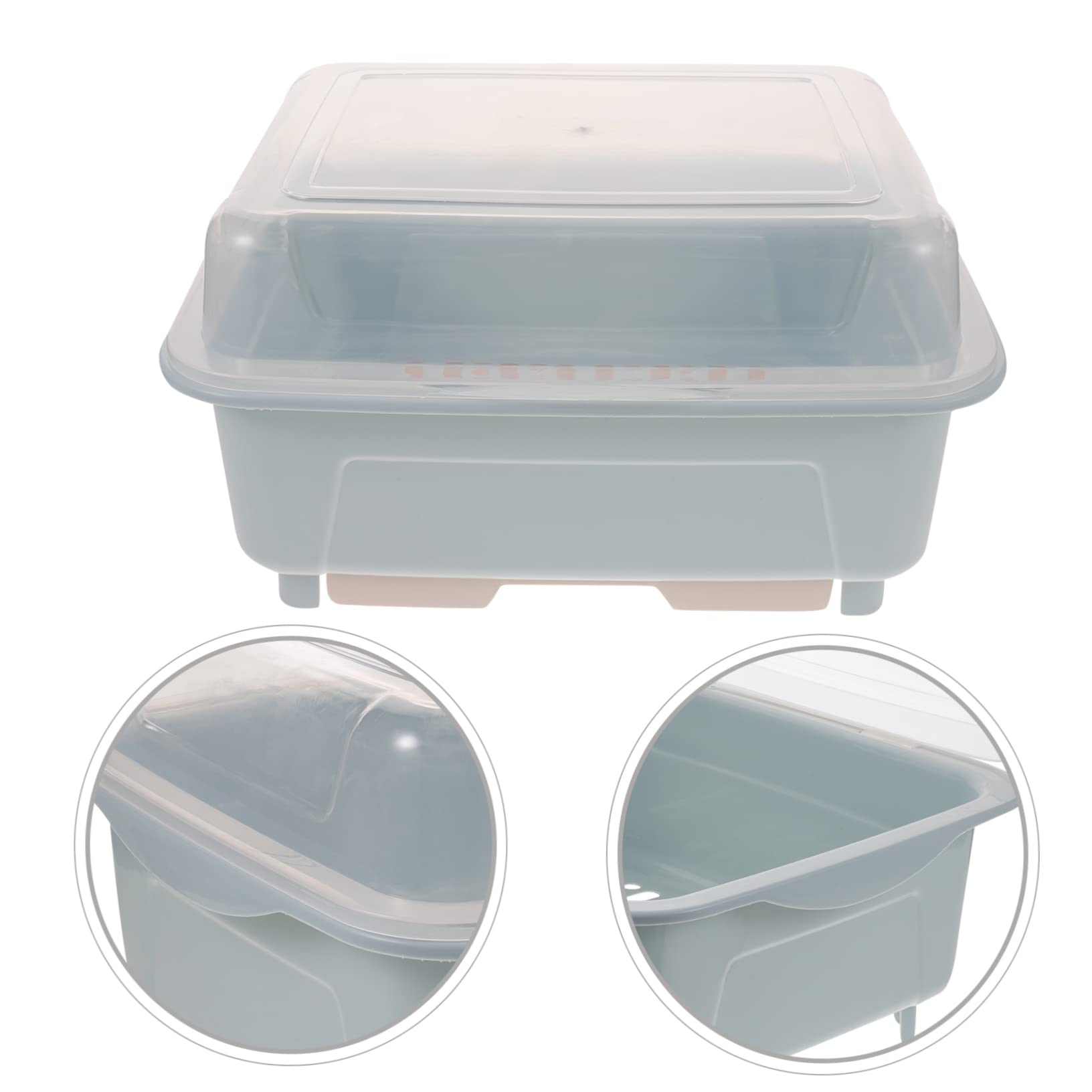 Escurreplatos azul que ahorra espacio con soporte para cubiertos, diseño compacto para un secado y nización eficientes, ideal para cocinas pequeñas