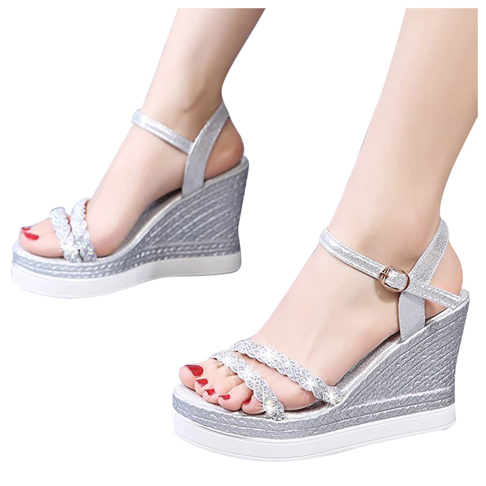 Sandali Alla Schiava Donna Sandalo Comodo Piattaforme Fashion Scarpe Ladies Toe Donne Sandals Open zeppe High Heels Sandali delle Donne Neri Donna Ciabattine Estive Eleganti