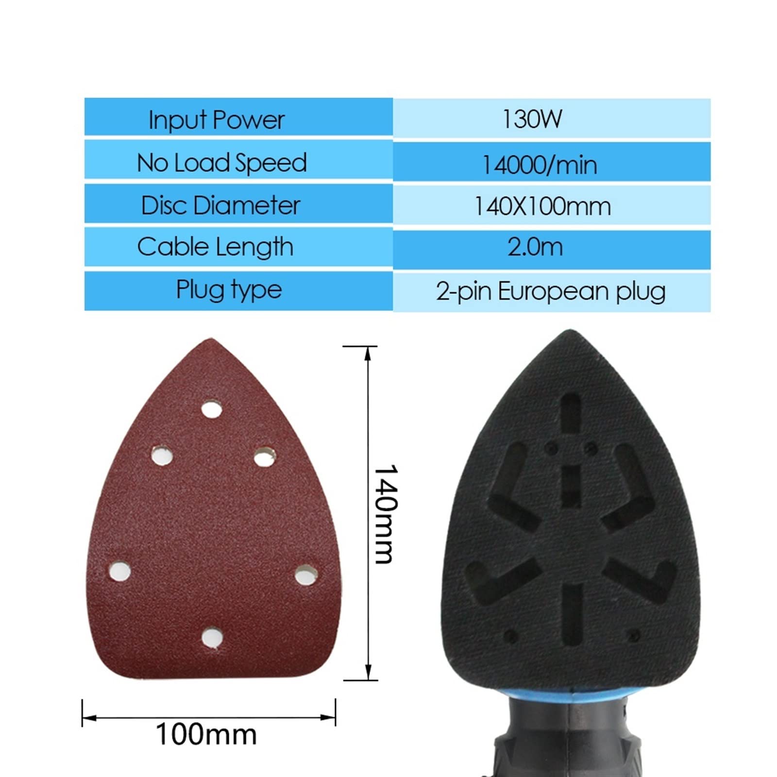 Lijadora de Palma eléctrica de 130 W, lijadora de Detalles, Herramientas de carpintería for Madera con Bolsa de recolección de Polvo y amp;5 Papeles de Lija