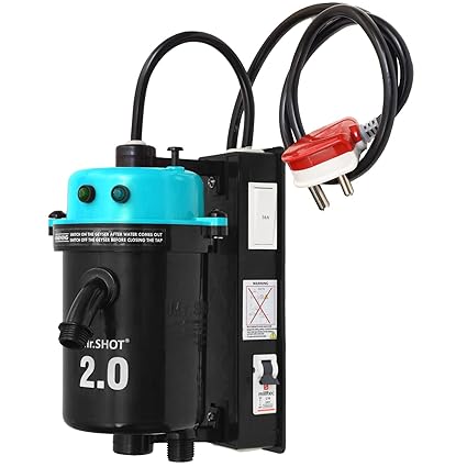 Mr.SHOT 2.0 WINNER India's first Dual Thermostat, Moulded Outlet Pipe, Threaded Inlet and Outlet, Service Friendly, Dual Color and Fitted with ISI Heating Element | MCB and ON/OFF SWITCH | Green