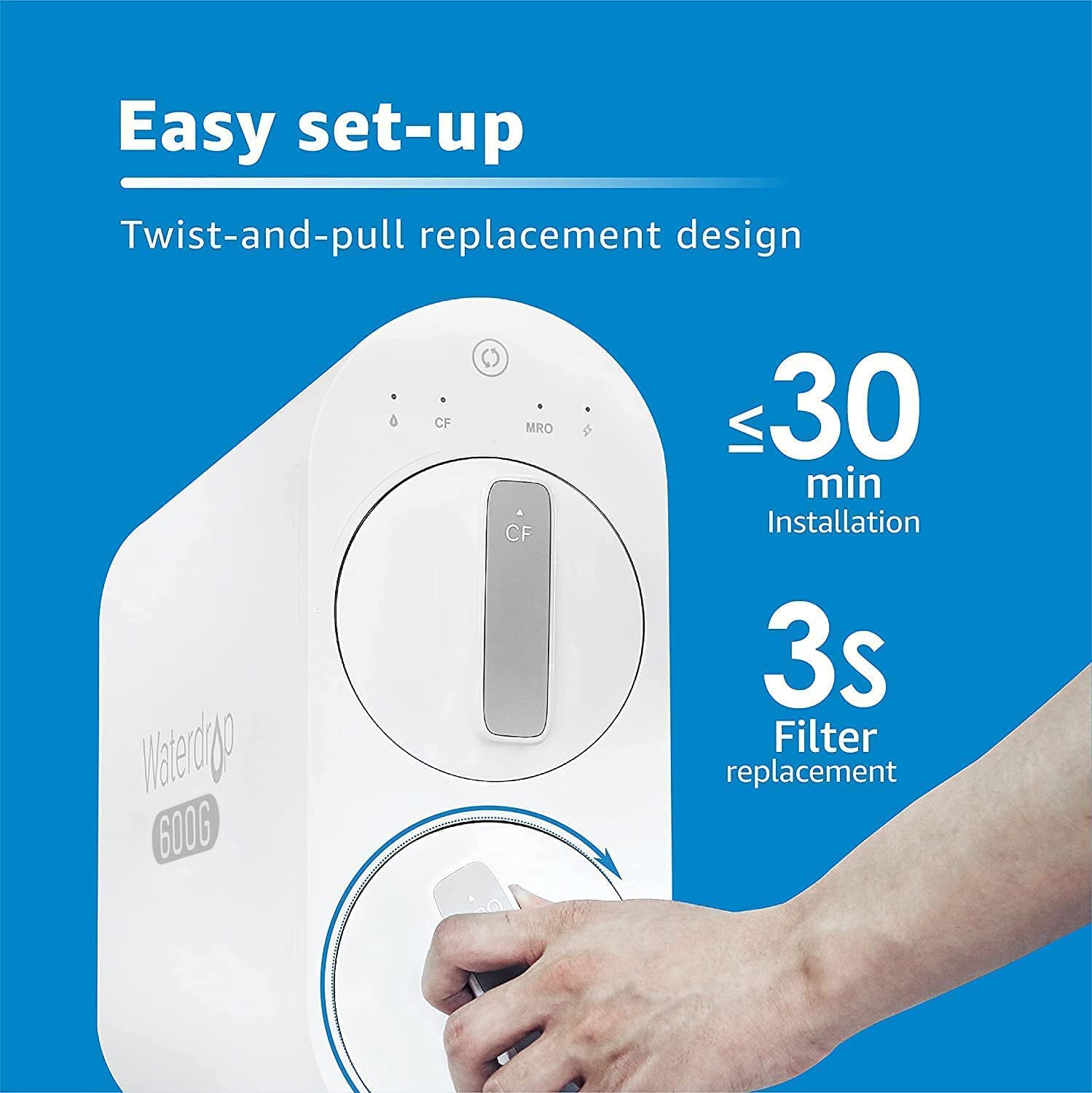 Waterdrop Filtro WD-G2P6MRO, repuesto para sistema de ósmosis inversa WD-G2P600-W