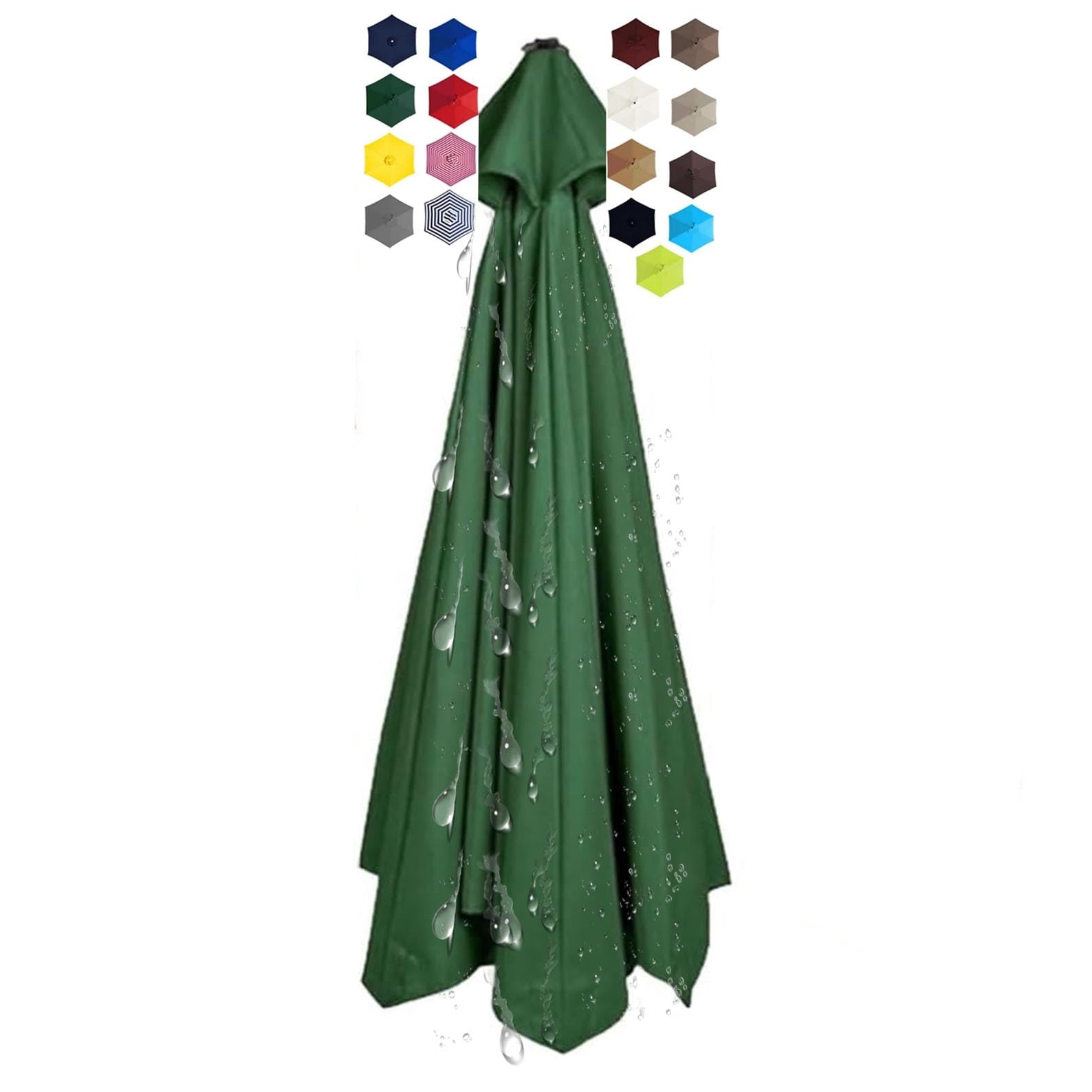 Miecoae Patio Umbrella Replacement Canopy, Parasol Canopy Cover for 200cm/270cm/300cm +6 Arms/8 Arms Parasol, Replacement Parasol Canopy Waterproof, Washable(@08,6 ribs/3.0m(9.8ft)