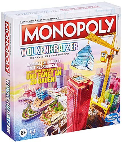 Hasbro Monopoly Wolkenkratzer Brettspiel Strategiespiel für Familien und Kinder abwechslungsreicher Spielablauf ab 8 Jahren