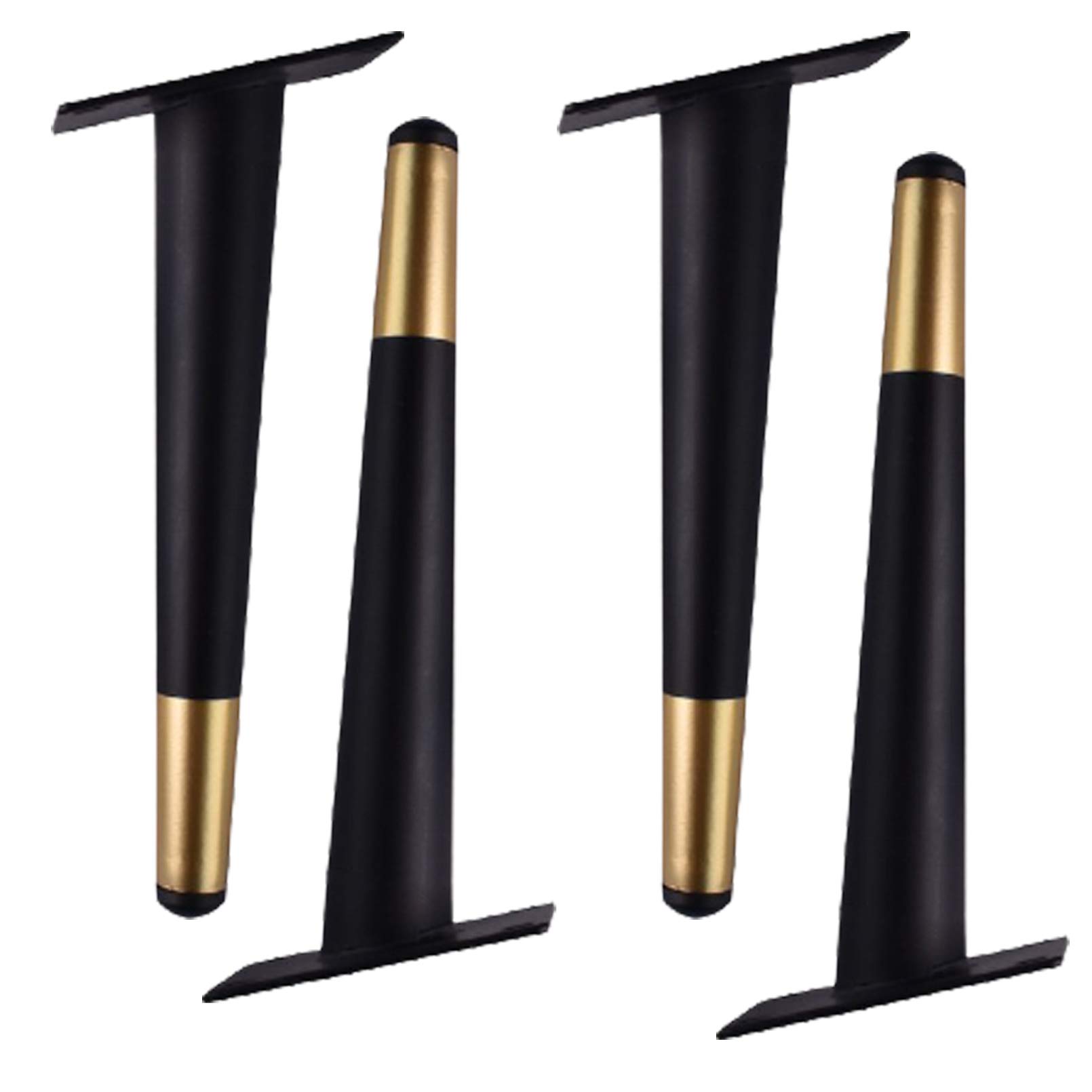 Lot de 4 Pieds de Meubles En MéTal,Pattes de Meuble En Tube CôNe,Pied de Canapé En Inclinaison,Pieds de Table En Le Fer de Bricolage,Pattes de Cabinet,pour Placard,Fauteuil(Black+gold30cm/11.8in)