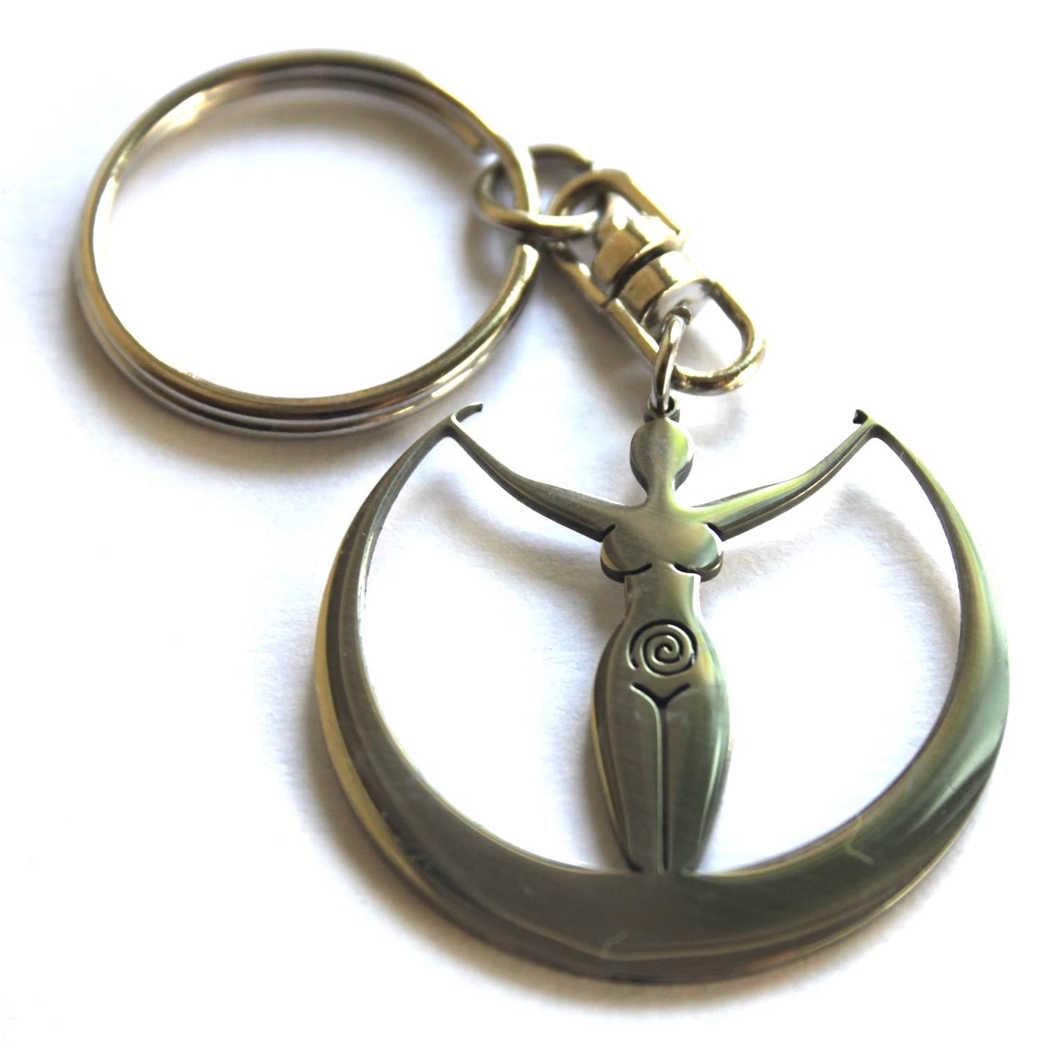 SWORLDesigns Stainless Steel Spiral Goddess Keyring with Gift Pouch
