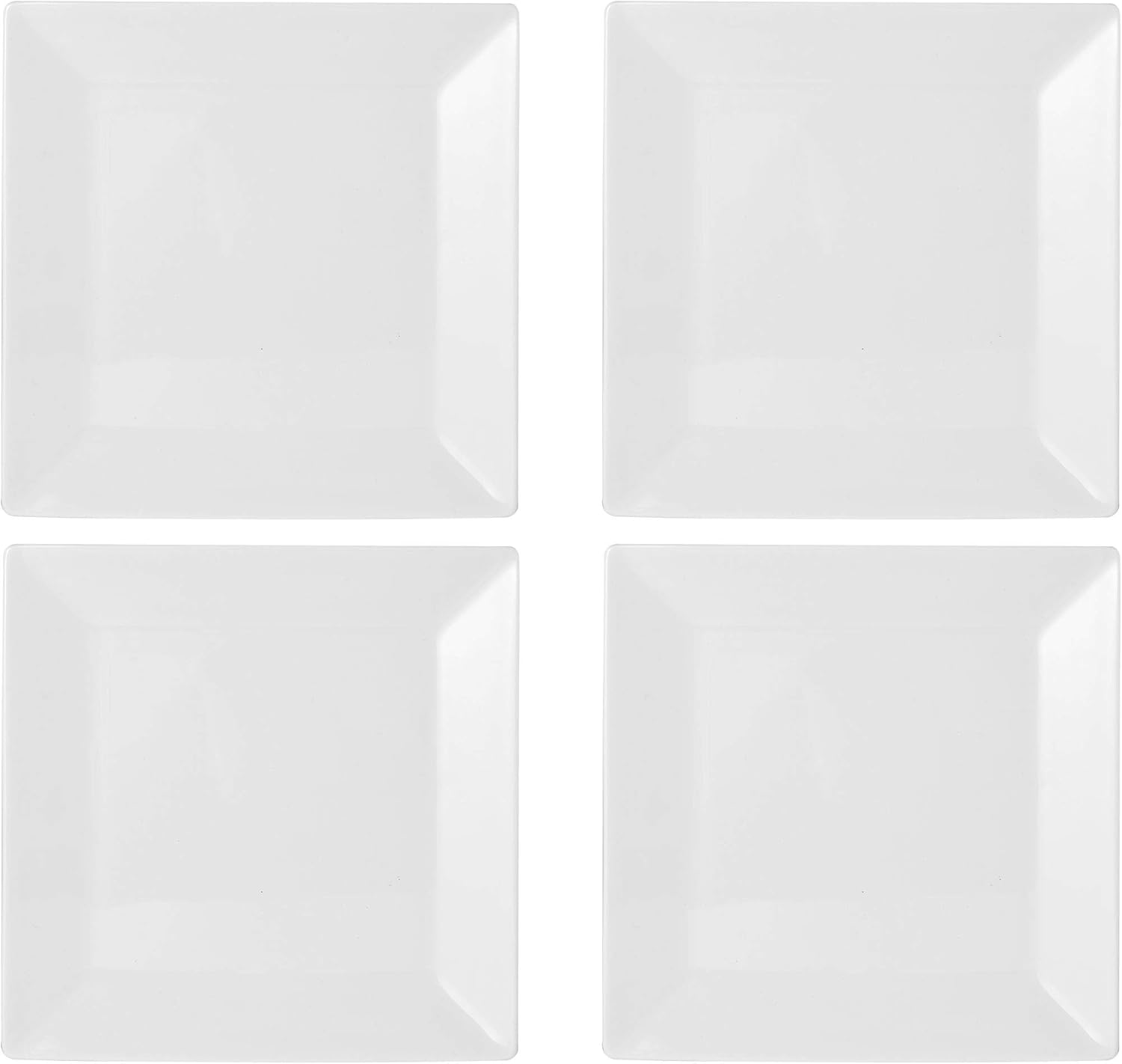 Mikasa Square Delray 16-Piece Bone China Dinnerware Set, Service for 4, White