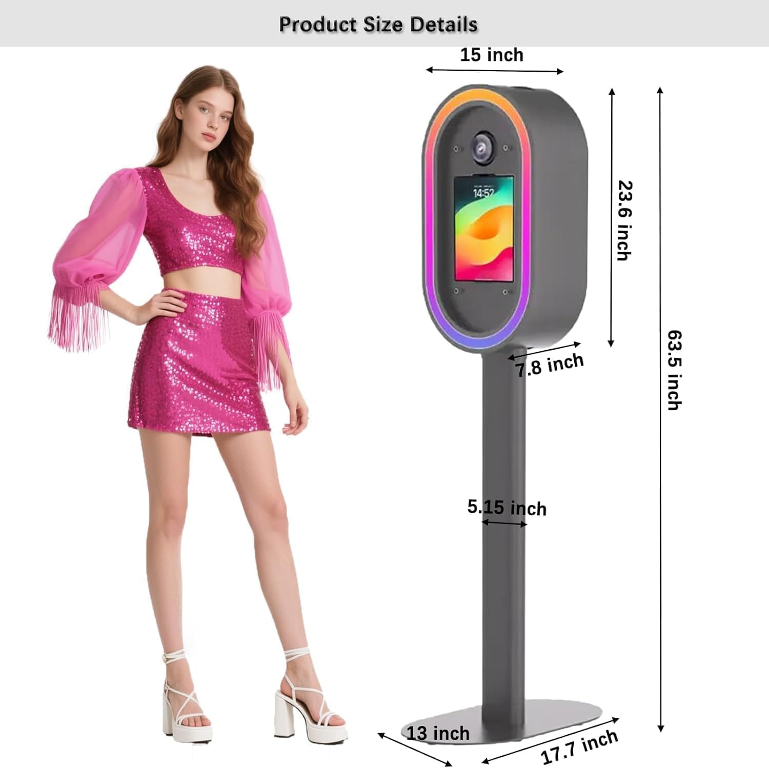 DSLR iPad Photo Booth, Compatible with 10.2-13 inch ipad, Built-in Cooling Fan, Suitable for Weddings, Parties, Private Events and Other Scenes (Black, Compatible with 13-inch iPad)