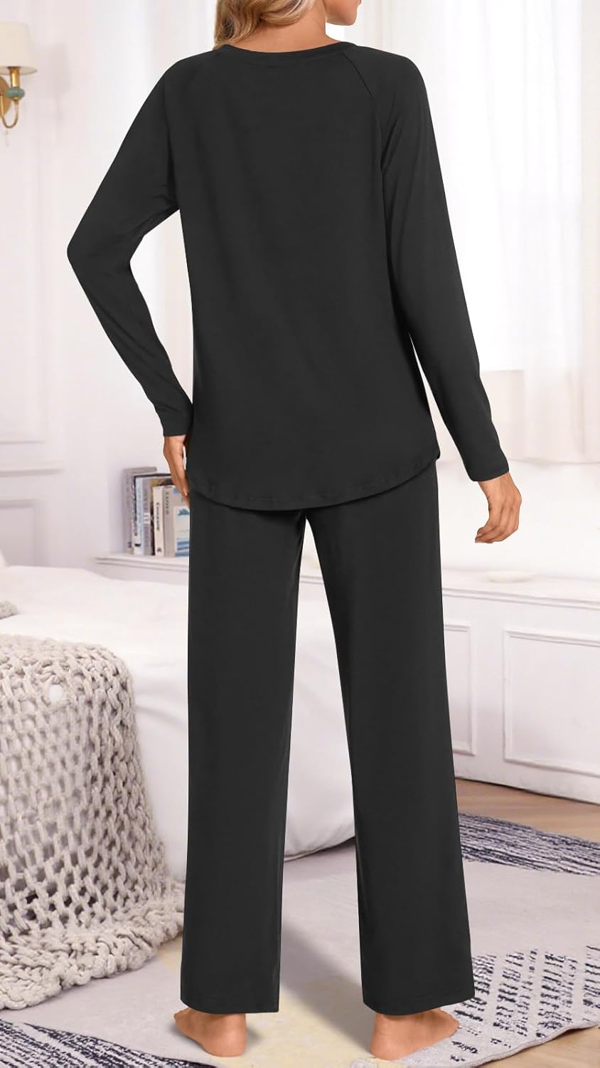 Anydoll Womens Pajamas Set 2 Piece Lounge Outfits Fall Long Sleeve Button Up Sleepwear with Pockets Ladies Pjs Set - Image 3