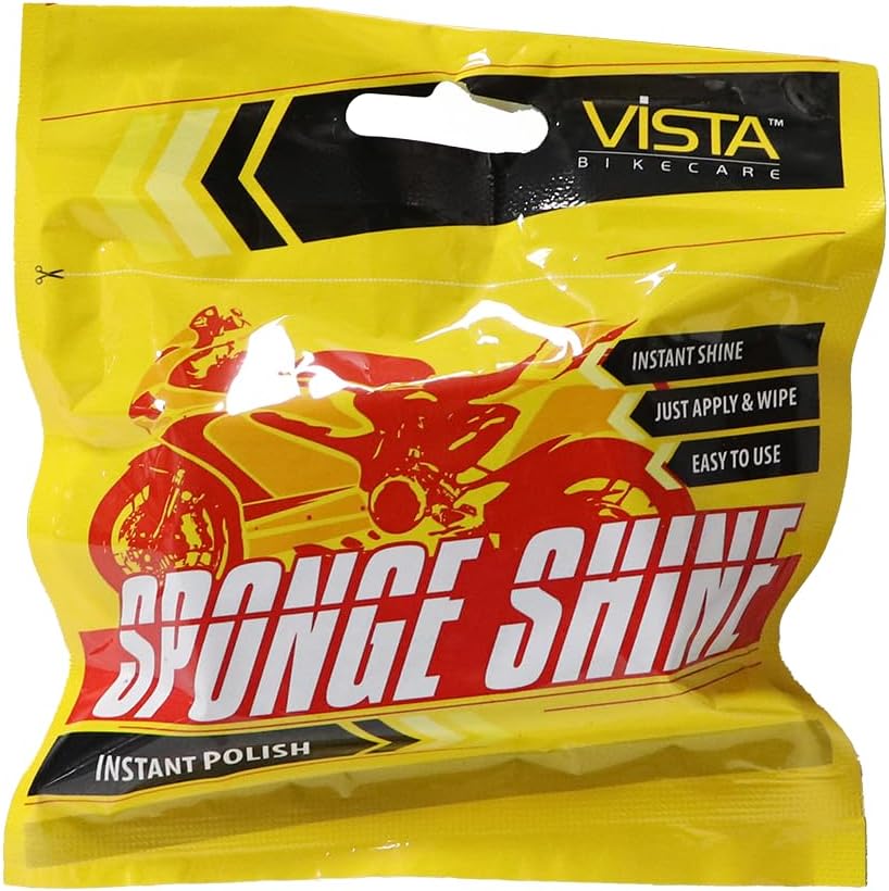 TVS Sponge Shine Vista Instant Polish for Bike Restores Instant Shine on Plastic, Vinyl, Rubber & Painted Surfaces |Multi-Surface Polish for Two-Wheelers - Yellow