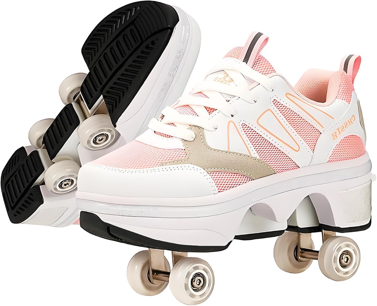 Photo 1 of CHSSIH Roller Skate Shoes for Girls, Kids, Women, Men & Adults – Retractable Shoes with Wheels | Pop-Out High Roller Skating Shoes That Turn Into...