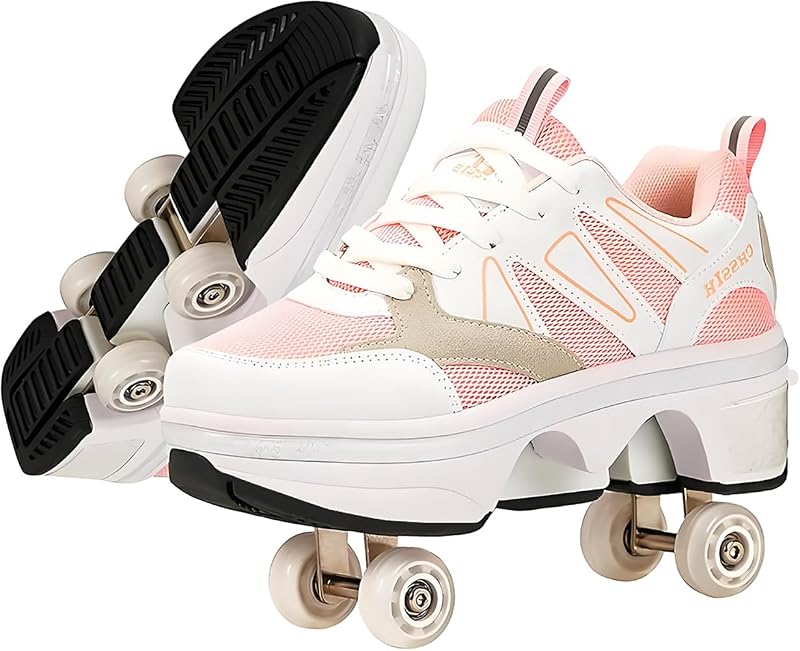 CHSSIH Zapatos de patinaje sobre ruedas para niñas, niños, mujeres, hombres y adultos – Zapatos retráctiles con ruedas | Zapatos de patinaje para grandes apostadores que se convierten en patines deportivos