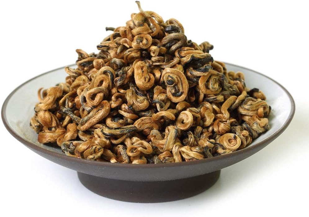 GOARTEA Dianhong Black Tea - 100g / 3.5oz Nonpareil Supreme Grade - Yunnan Fengqing Dian Hong - Chinese Dianhong Loose Leaf Tea - Snail Shape