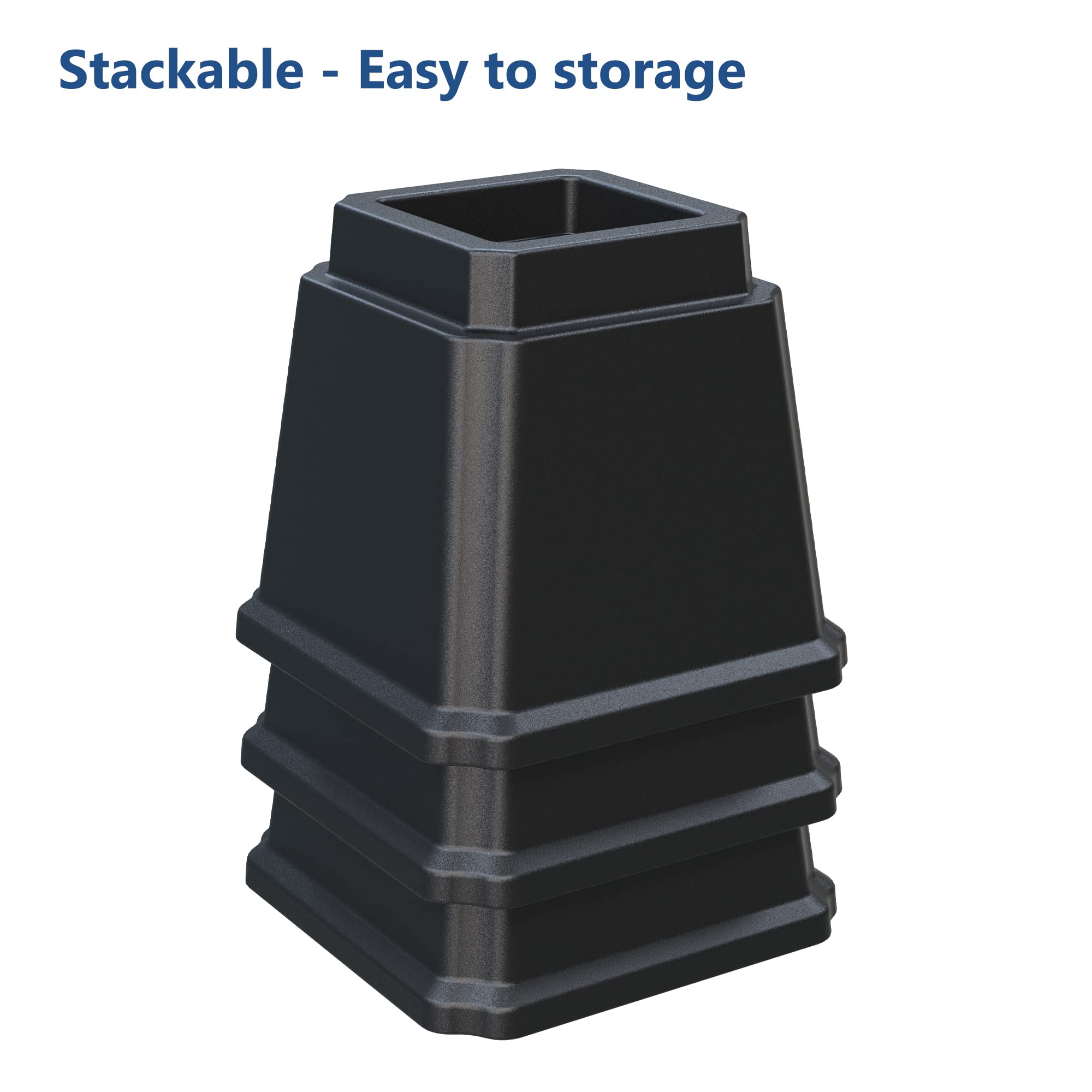 Elevadores de cama de 5 pulgadas resistentes, elevadores de muebles para marco de cama, sofá, escritorio, silla, levanta hasta 1.5 libras, juego de 8, negro