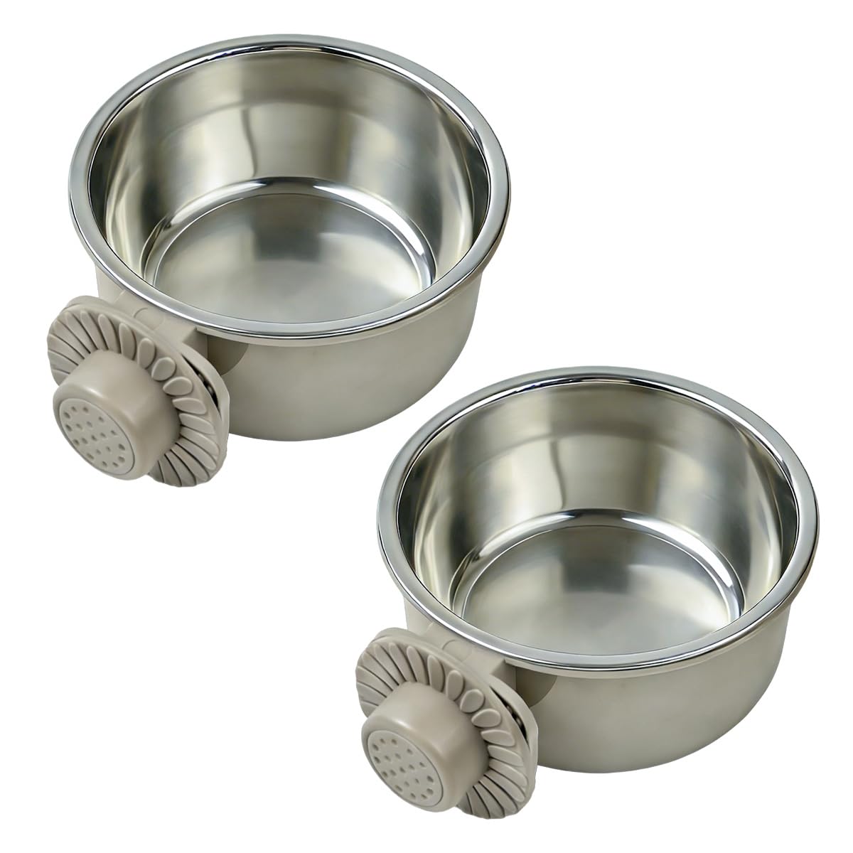 2Pcs Pets Lightweight Stainless Steel Bowl,Removable Stainless Steel Pet Hanging Food Water Feeder Bowl for Puppy Dog Cat Rabbit Ferret Bird Gunea Pigs (Large)