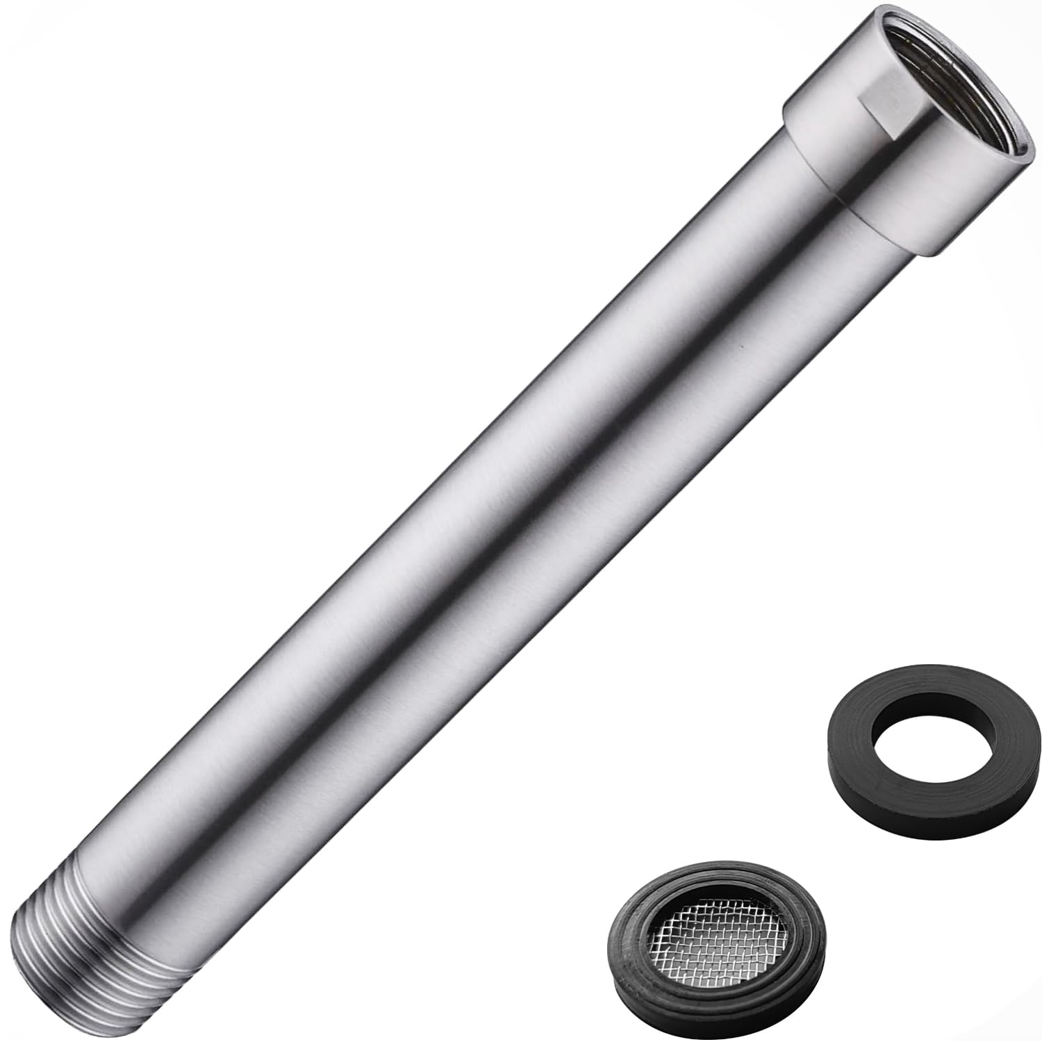 HOMYEP Shower Arm Extender 6 Inch Straight Extension Arm for Rainfall and Handheld Shower Head Combo, Female to Male NPT 1/2 Inch, Brushed Nickel