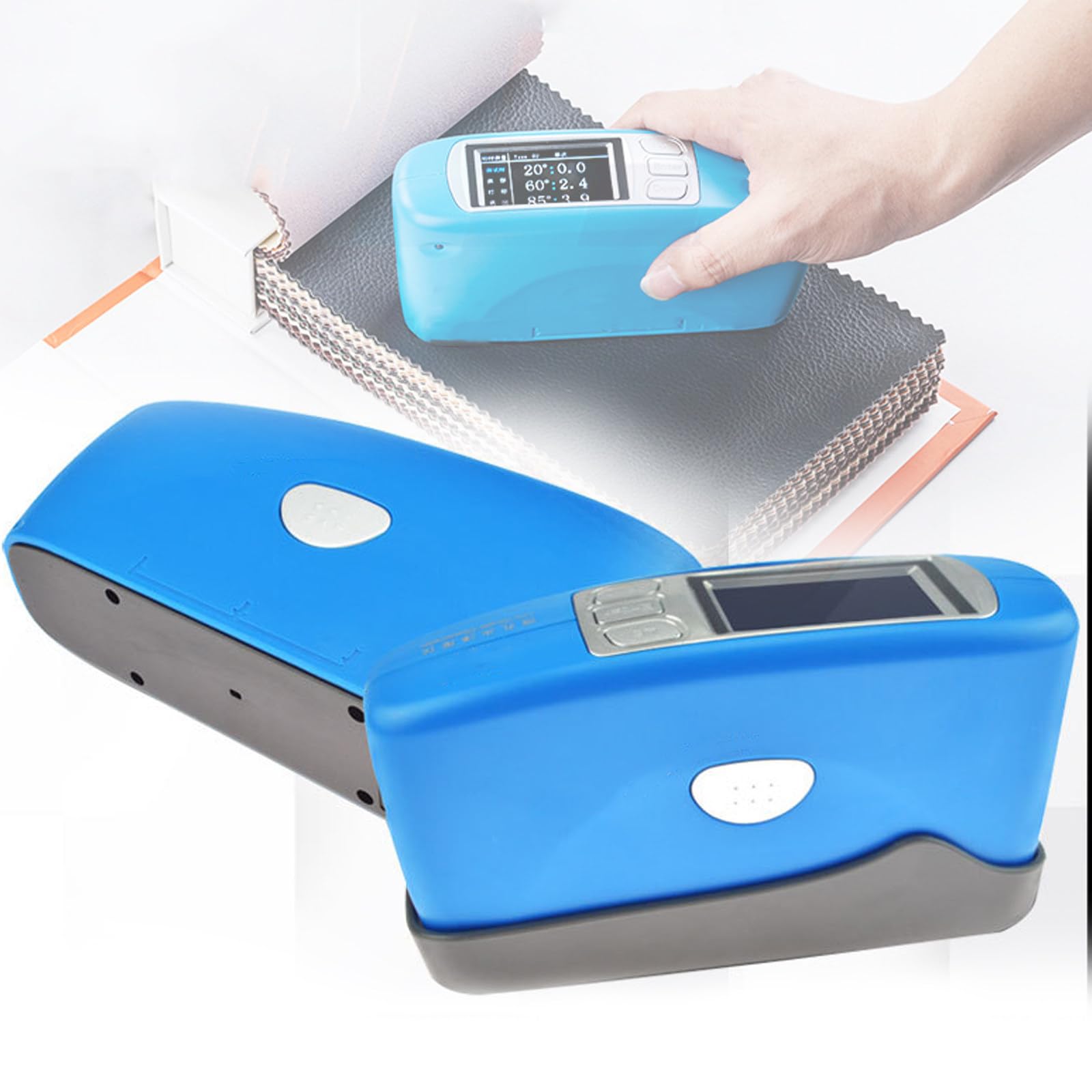Atwynd Surfaces Measuring Glossmeter, Gloss Meter 60 Degree, Multi-Angle Gloss Meter 20 60 85 Degree, 100 Standard Samples, High-Precision Digital Gloss Measuring Device for Leather 60°Micropore