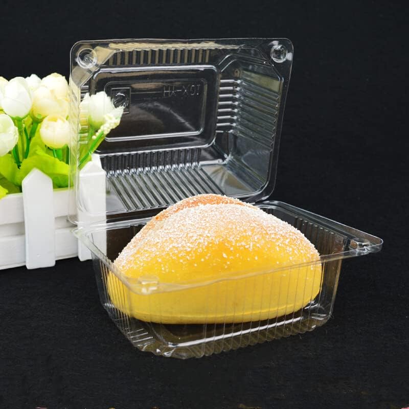 Miniatura 2 de Paquete de 100 recipientes de plástico transparente con bisagras, recipientes desechables de plástico para llevar con tapas transparentes,