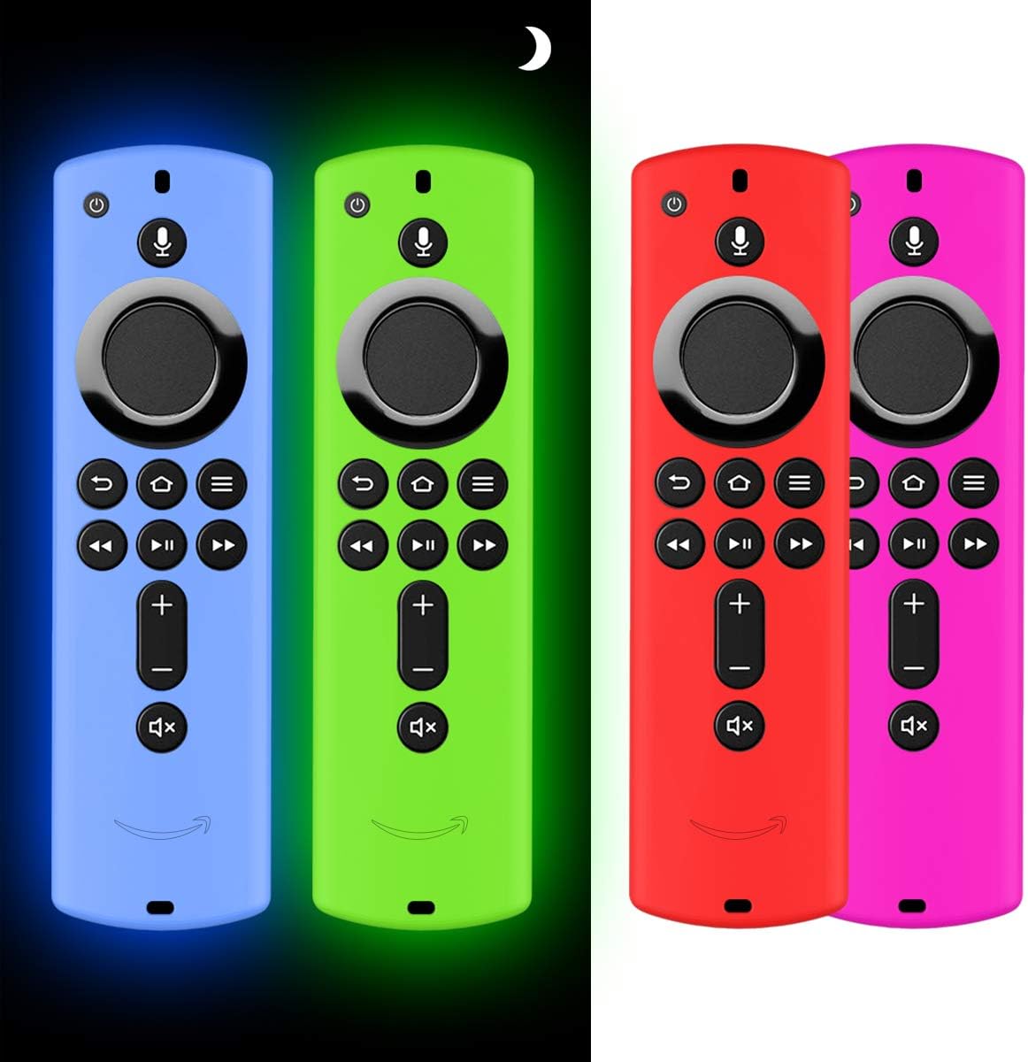 [4PCS] Case for Firetv Remote,Firestick Remote Cover, Silicone Cover Case for TV Firestick 4K / TV 2nd Gen(3rd Gen) Remote-Light Weight/Anti Slip/Shock Proof (Glow Green+Glow Blue+Red+Purple)