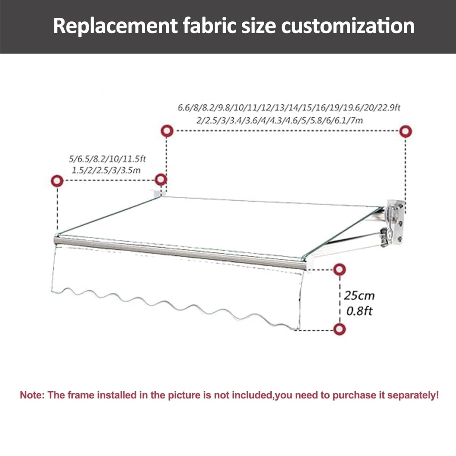 auvent Auvent rétractable de Patio en Tissu de Remplacement, Pare-Soleil extérieur imperméable, Couverture d'auvent for Jardin