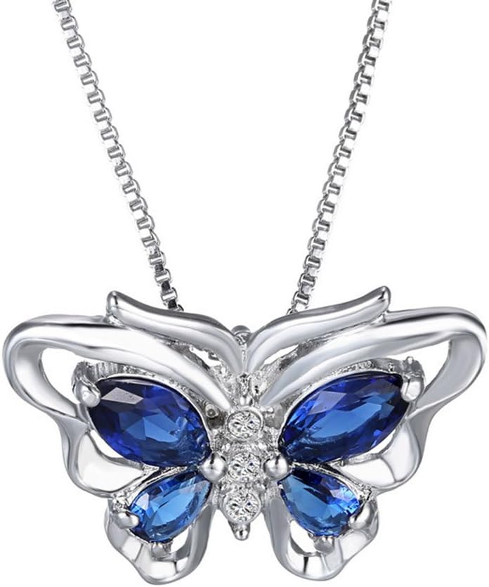 Retro Marquise-Shape Crystal Rhinestone Topaz Butterfly Pendant Choker Necklace