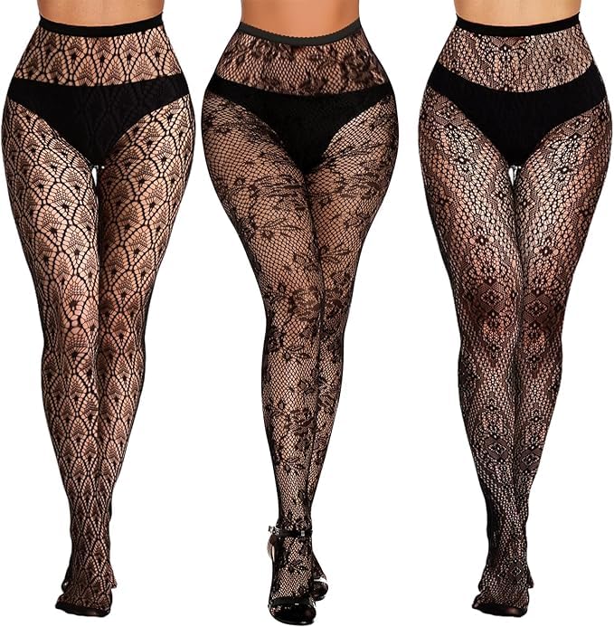 Image of Buauty Black Fishnet Stockings for Women, Fishnet Tights Plus Size One Size Fit All
