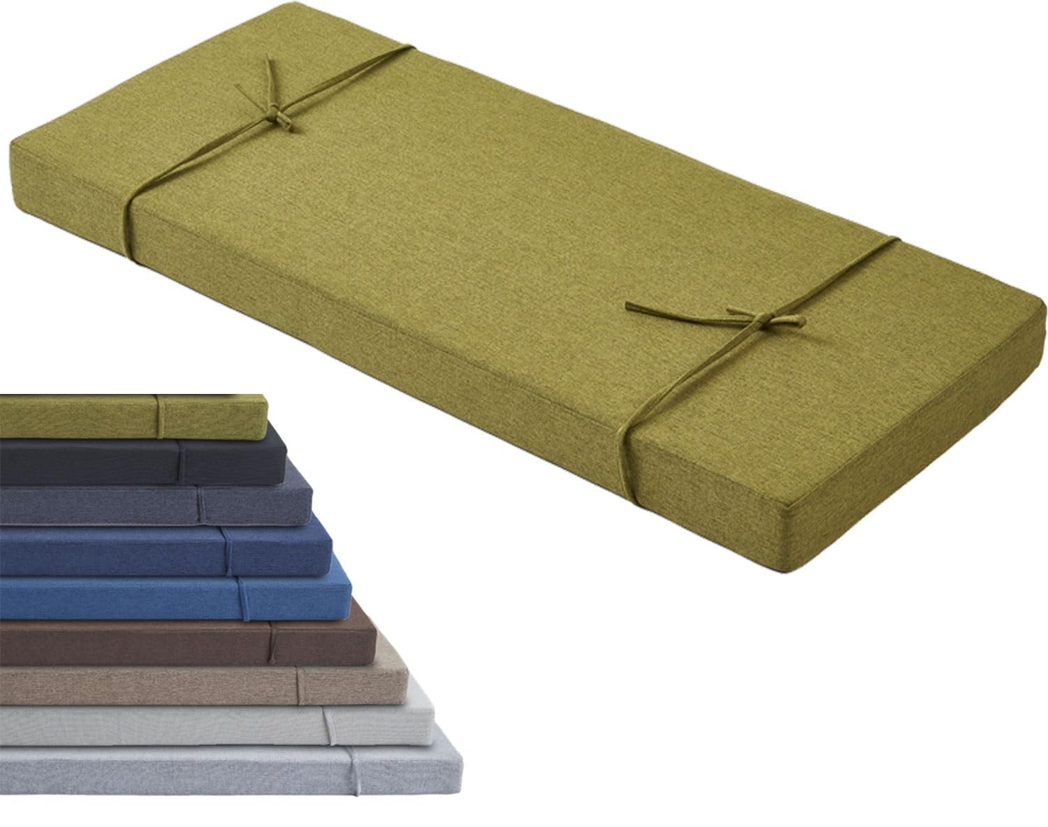 Outdoor/Indoor Bench Cushion with Zipper - 120cm/150cm/100cm/90cm x 40cm/35cm/30cm - Non-Slip Seat Pad for Bay Windows, Garden Patio, Long Chairs, Swings & Porch Furniture(Ginger yellow,45x115x5CM)