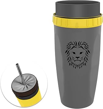 Twizz Travel Mug with Straw Unique Twist Leak-Proof Design,Silicone Membrane Twist Top,B, 300ml