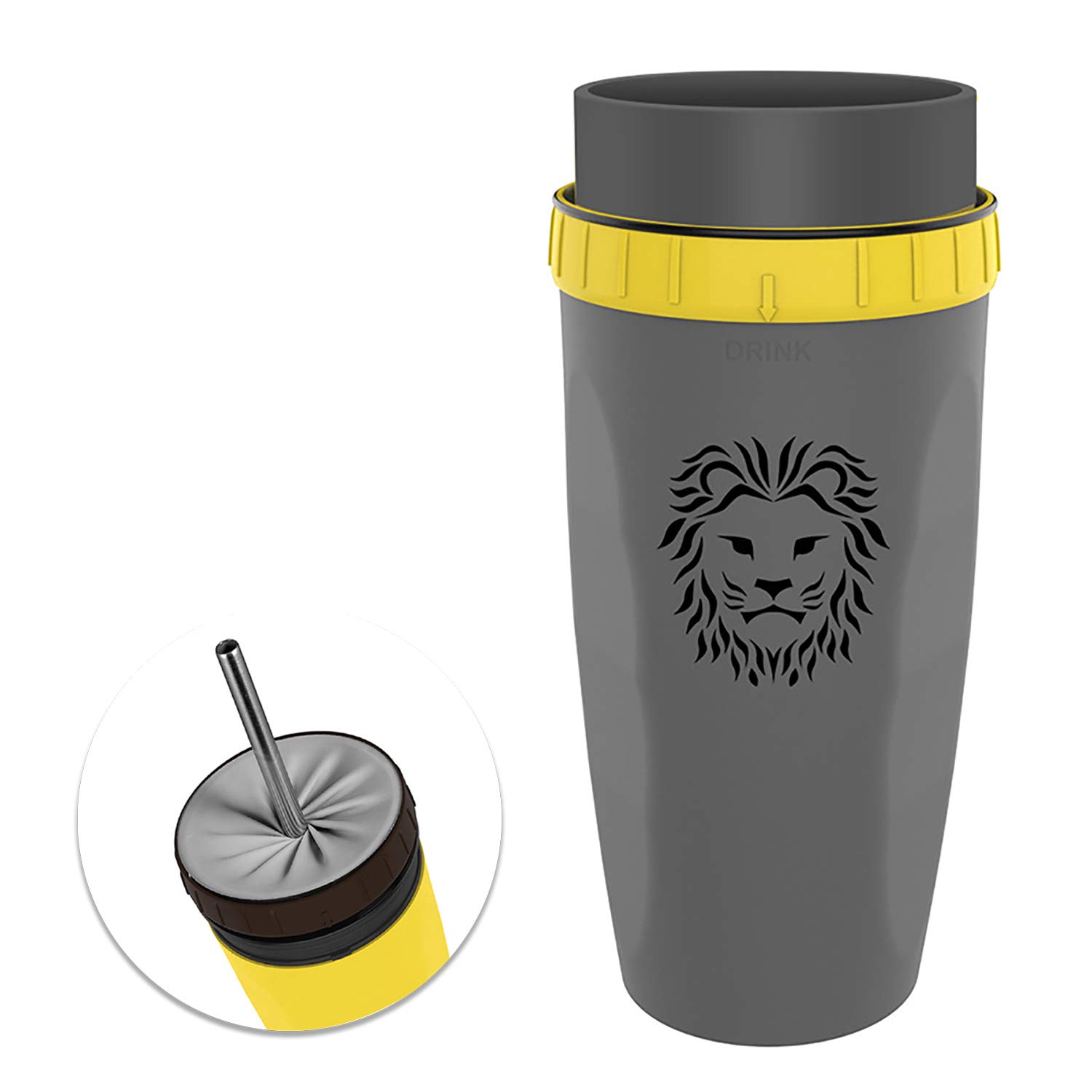 Twizz Travel Mug with Straw Unique Twist Leak-Proof Design,Silicone Membrane Twist Top,B