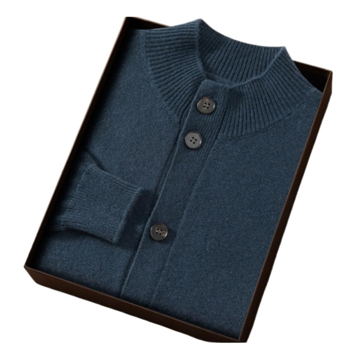 Chemise tricotée à col mi-haut et cardigan en laine épais pour homme veste hiver