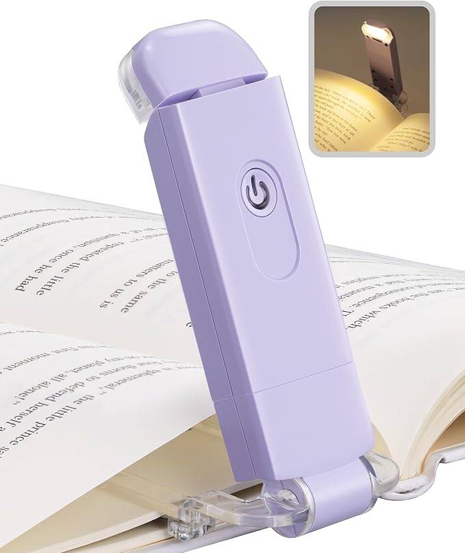 DEWENWILS DEWENWILS USB Rechargeable Book Light for Reading in Bed, Clip-on LED Reading Lamps Portable Bookmark Lights for Kids, Book Lovers, Warm White, Brightness Adjustable for Eye Protection (Purple)