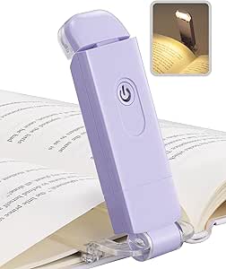 DEWENWILS USB Rechargeable Book Light for Reading in Bed, Clip-on LED Reading Lamps Portable Bookmark Lights for Kids, Book Lovers, Warm White, Brightness Adjustable for Eye Protection (Purple)