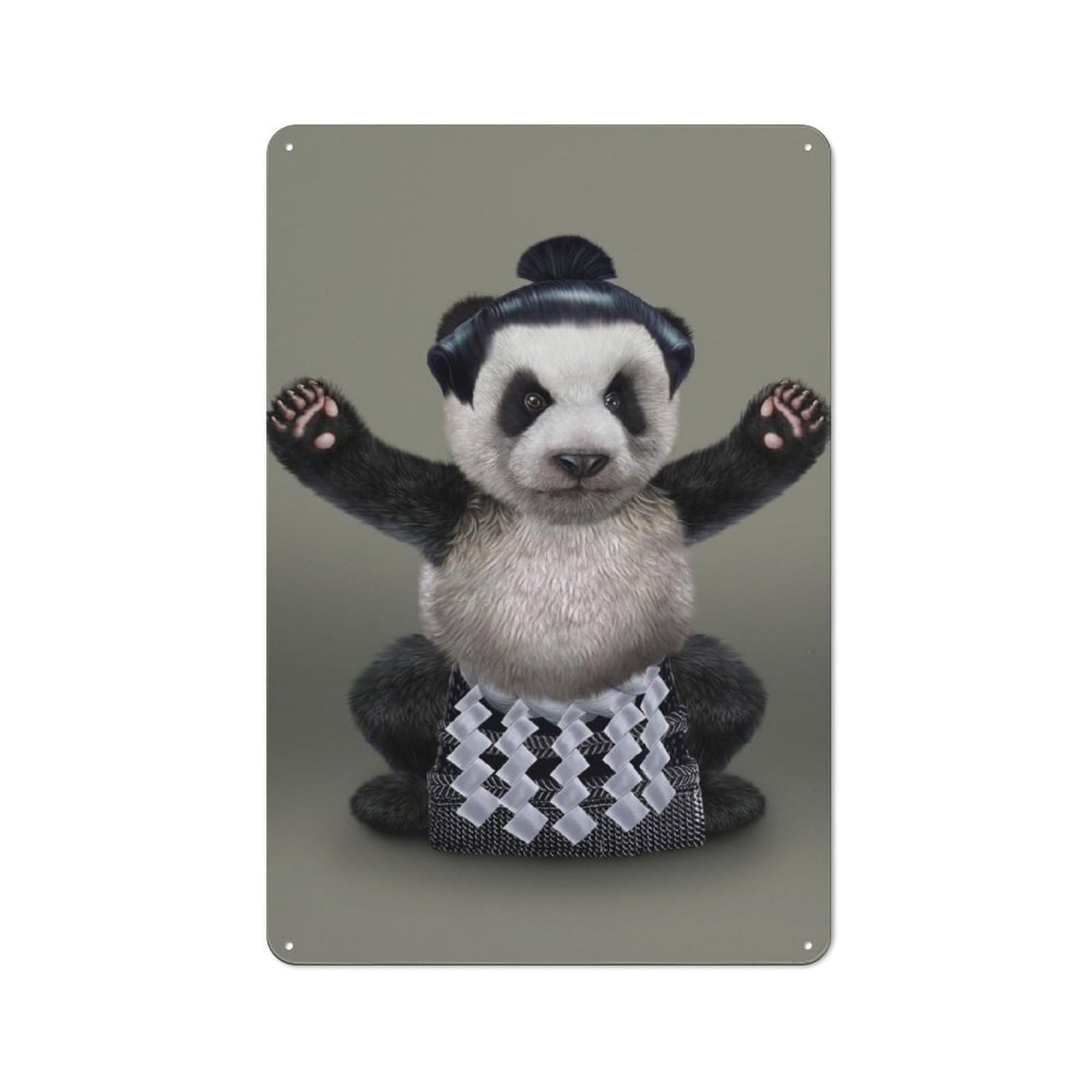 Junmoney Japanese Sumo Giant Panda For Garden Room Or Summerhouse, Rustic Tin Sign 30X20cm, Tin Sign Wall Decor For Garden Rooms And Summerhouses