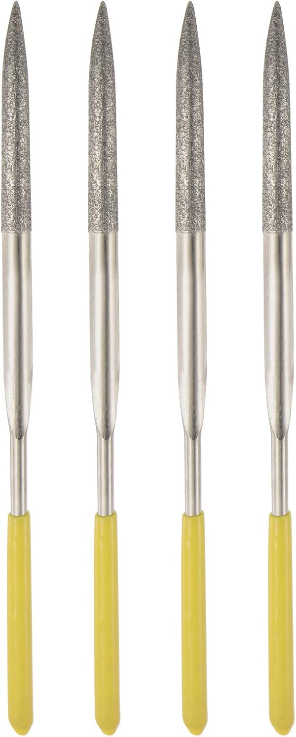 Diamond Needle Files, 4mm x 160mm Half Round Type File Handles Hand Tool for Metal Wood Stone Marble 4pcs