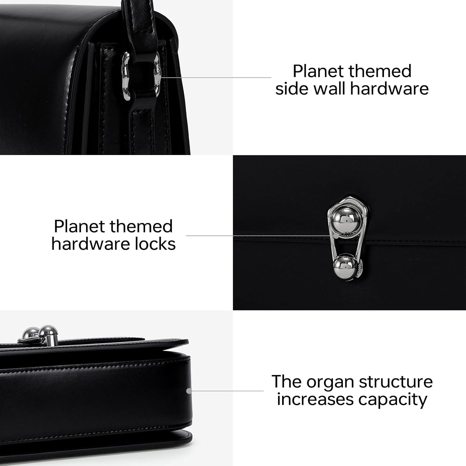 LA FESTIN Small Leather Purse Crossbody Bags For Women: Black Shoulder Handbags Crossbody Bag - Image 4