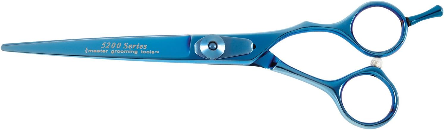 Master Grooming Tools 5200 Blue Titanium Shears — High-Performance Shears for Grooming Dogs – Straight, 6½”