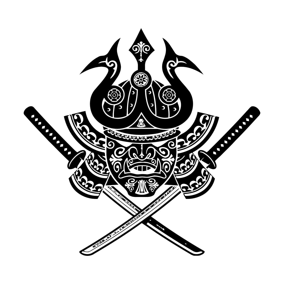 Zooan Vinyl Art Stickers Zz6705 Wall Stickers Samurai Armor Japanese Warrior Costume Catana Sword 36X38.3cm It Won't Fall Off Small Black