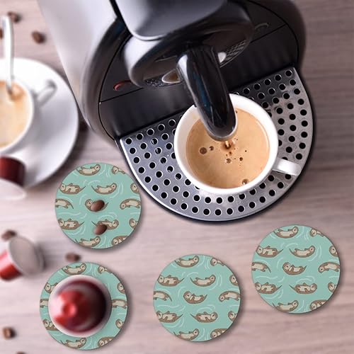 Miniatura 7 de Juego de 4 posavasos de cerámica absorbente con base de corcho, posavasos redondos para vino, cerveza, té, café, manteles individuales