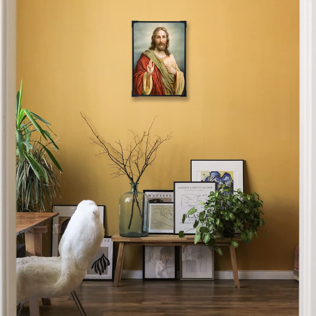 Catholic Liturgicals Christian Photo Frame - Jesus Christ - Design 2, Wall Hanging Wooden Photo Frame, Matte Finish & Laminated - 8.5 * 12 inches