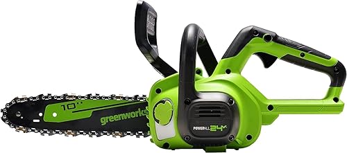 Vista 9 de Greenworks Motosierra compacta inalámbrica de 24 V y 10 pulgadas (ideal para limpieza de tormentas, poda y leña), batería de 2.0 Ah y cargador