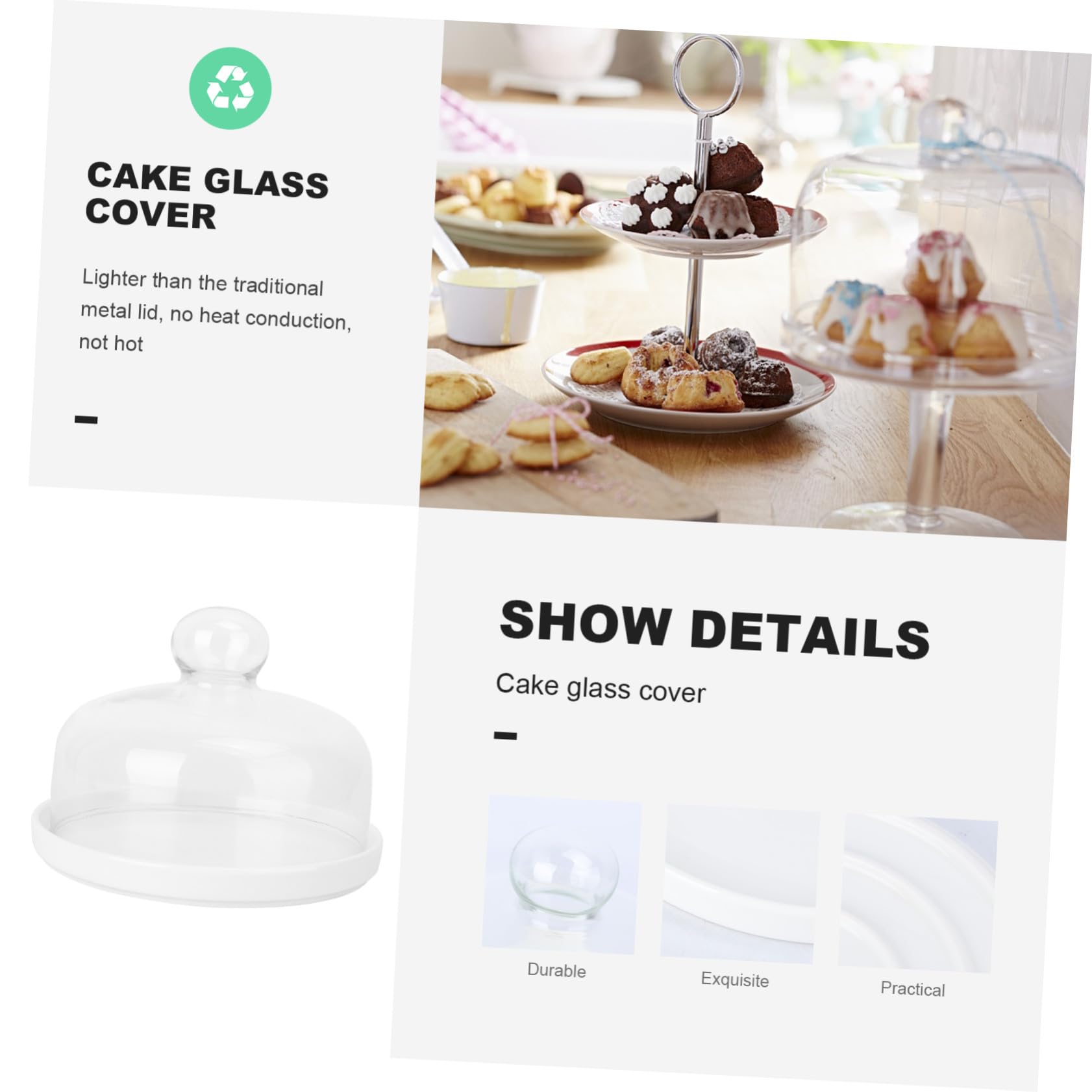 Transparente para Bandeja de Alimentos Tapa Redonda para Pasteles Resistente Cambios Térmicos para Lavavajillas y Refrigerador para Proteger Postres y Snacks