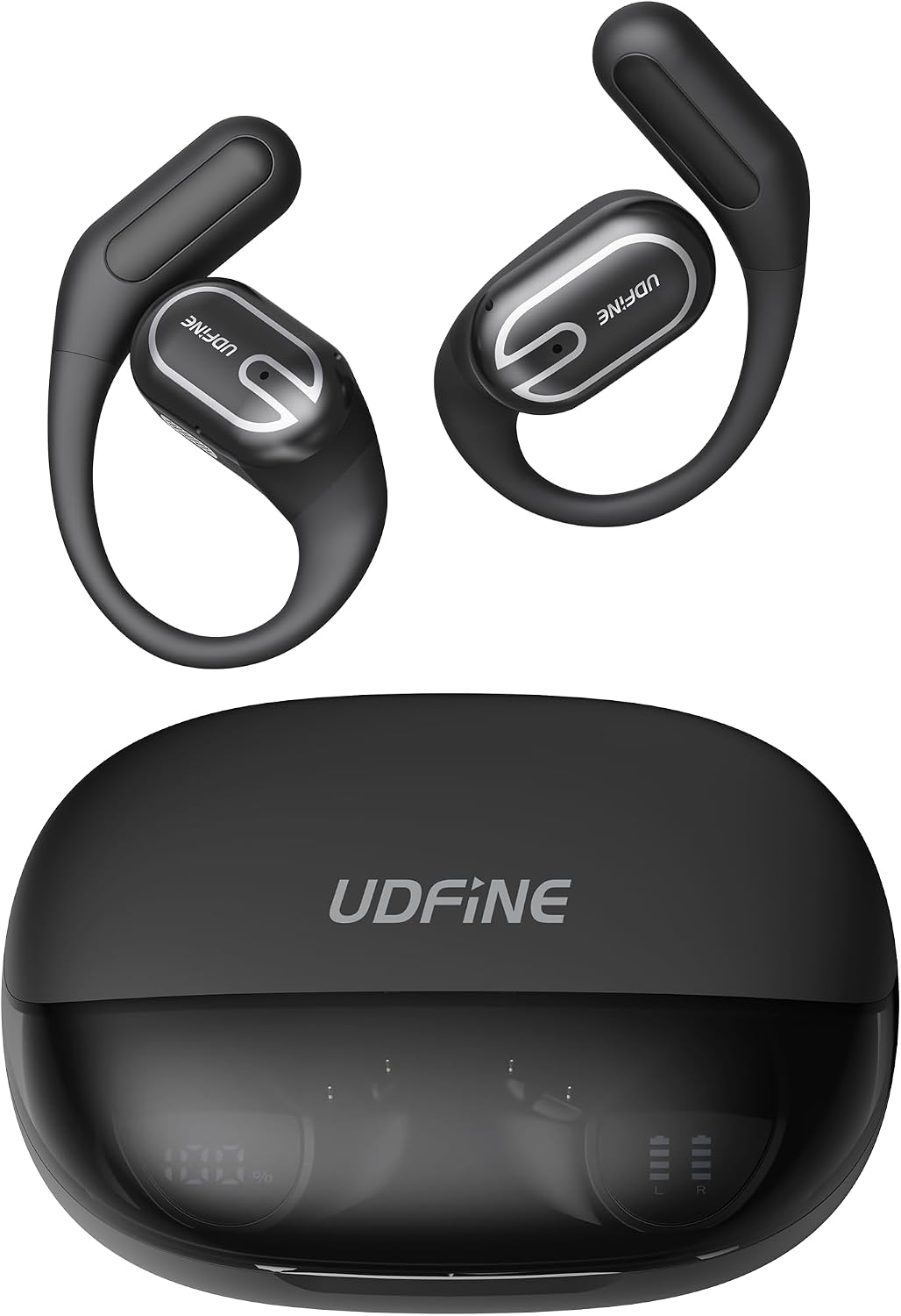 Open-Ear Headphones, Adjustable Ear Hooks, Ultra-Comfort, Snug Fit, Powerful Sound, Clear Calls, IPX6, 40H Playtime, Bluetooth 5.4 Wireless Earbuds, Multipoint Connection, OpenFit (Black)