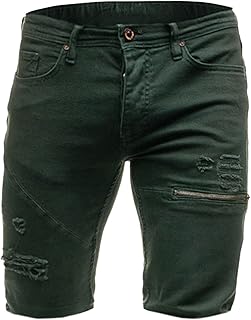 Green denim shorts mens Outlet