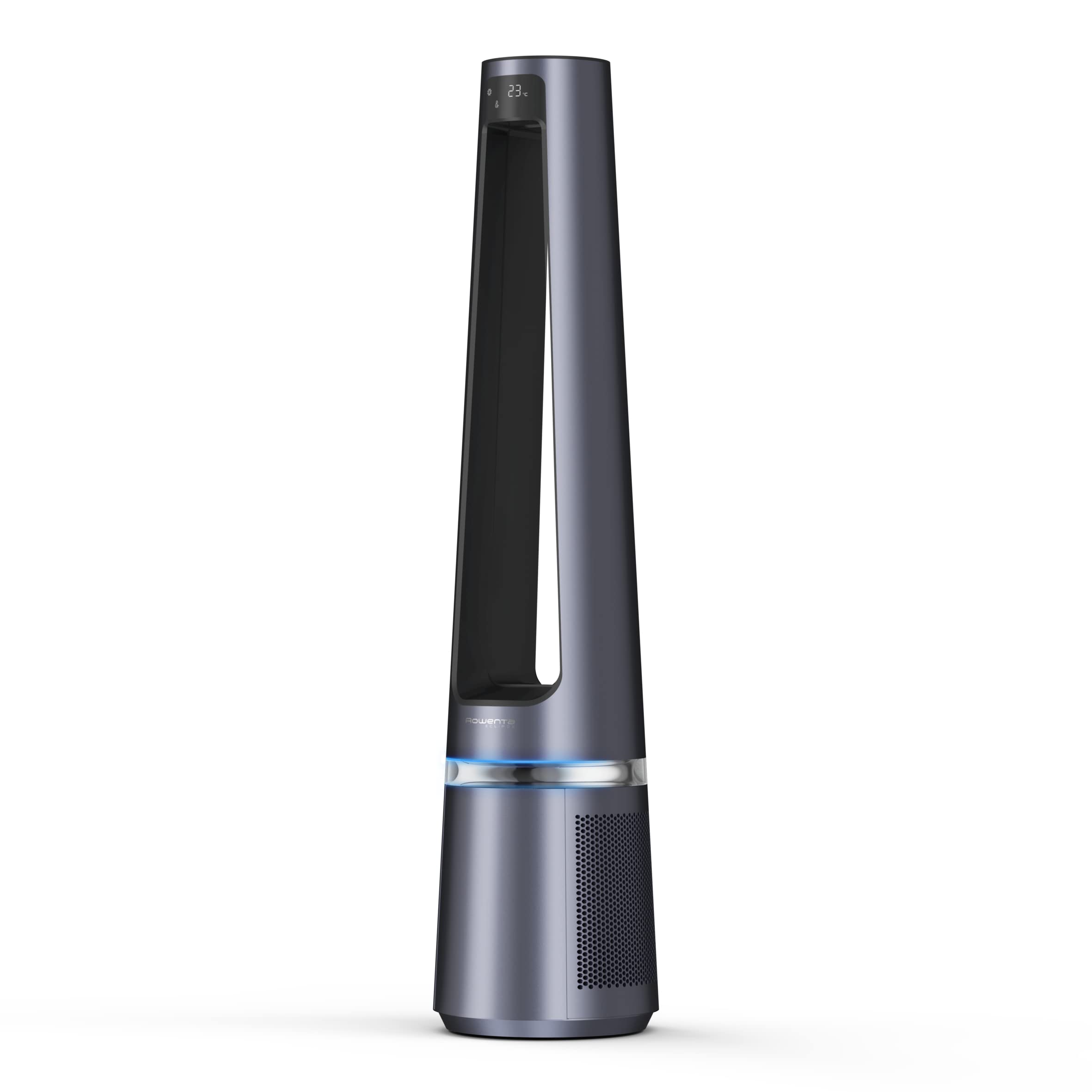 Rowenta 2 en 1 Purificador de Aire y Ventilador, 12 Velocidades, Oscilación, Filtra Partículas Finas hasta el 99,95%, Silencioso, Mando a Distancia, Plata, Eclipse, QU5030