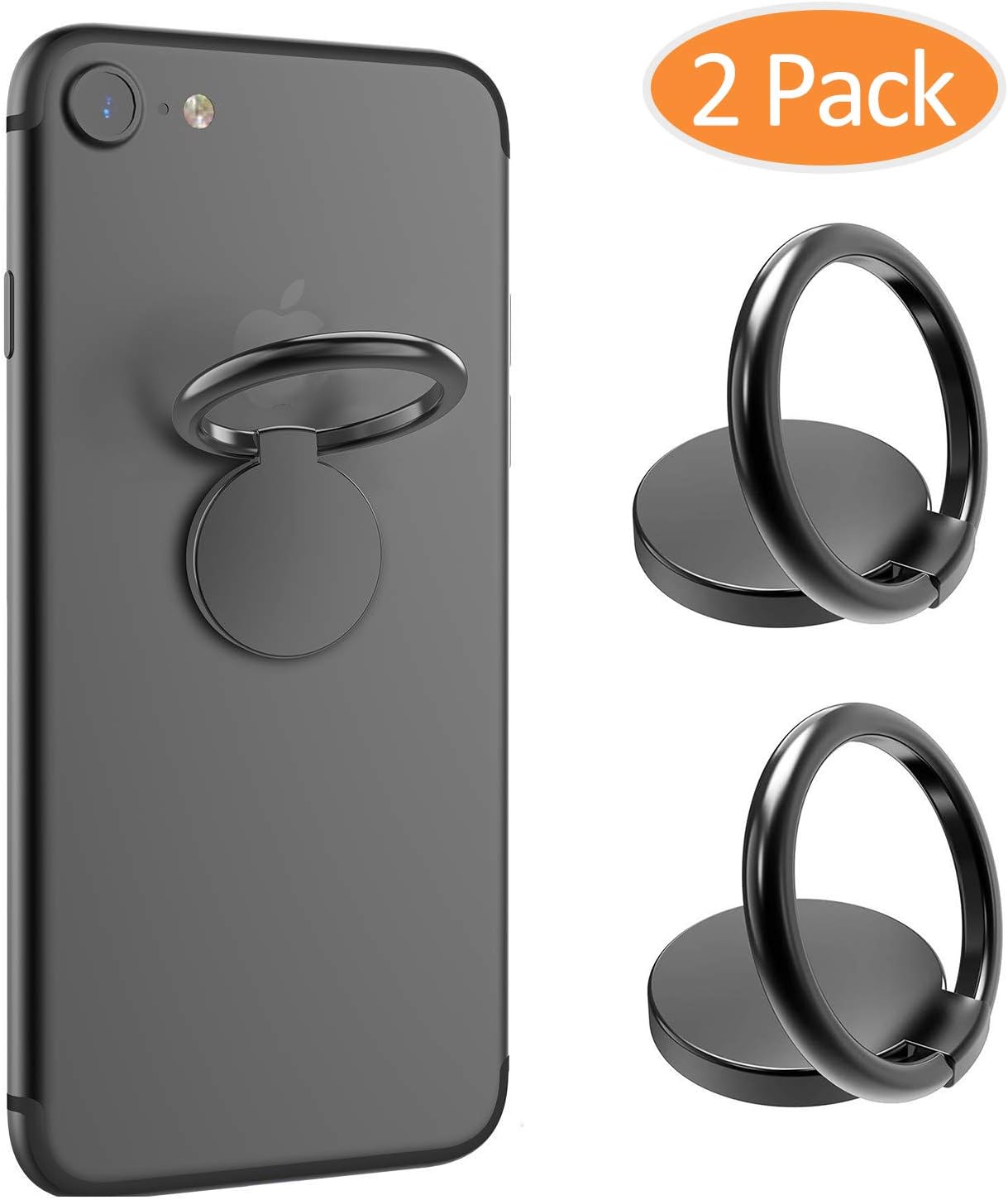 2PCS Cell Phone Ring Holder Finger Kickstand 360°Rotation Ring Grip Universal Mobile Phone Ring for iPhone X 8 7 Plus 6S 6, Samsung Galaxy S6 S7 S8 S8 Plus, Note, LG and All Other Phones(Gunmetal)
