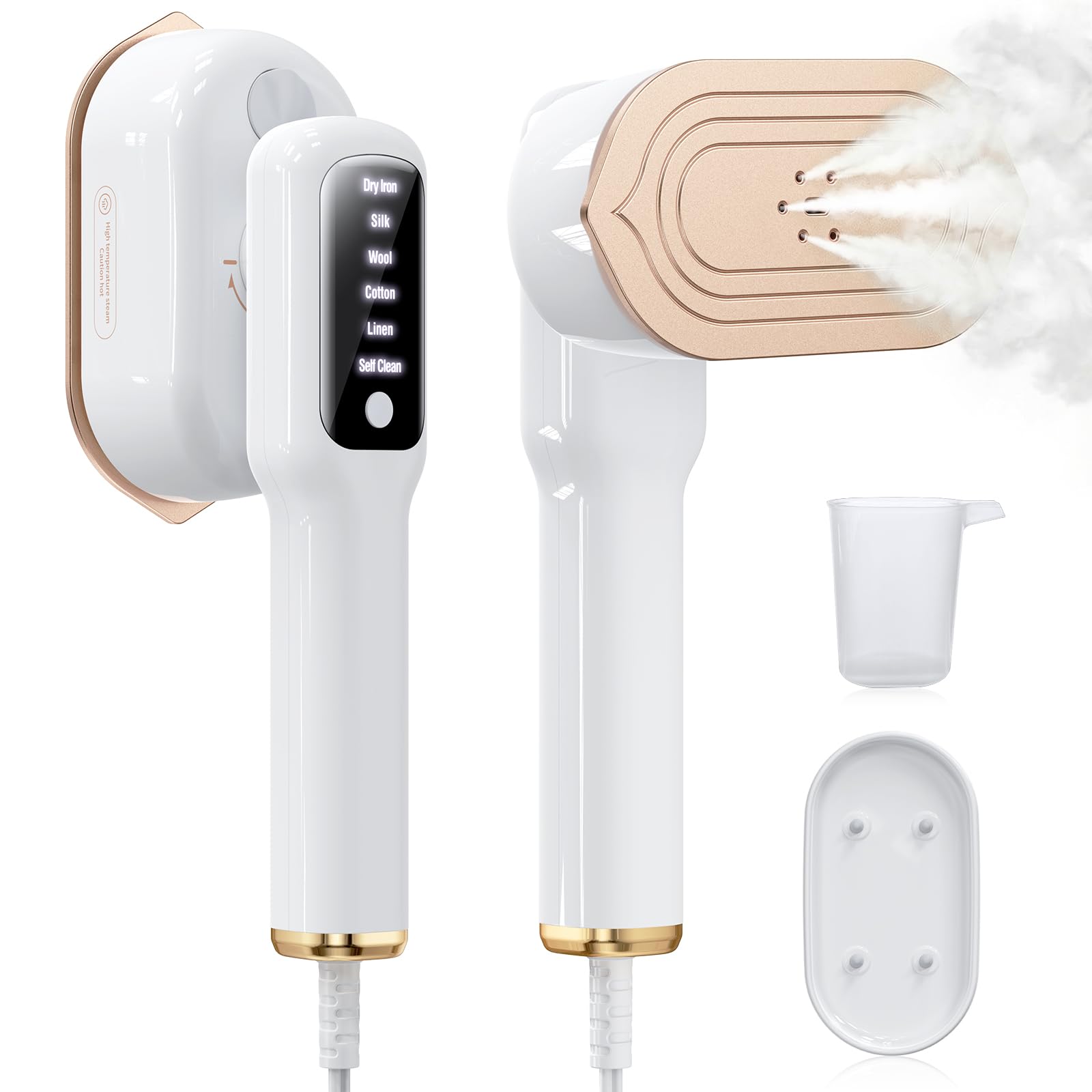 2026 Travel Steamer for Clothes, 2-in-1 Portable Steamer for Clothes, Handheld Garment Steamer and Iron, 1200W with LED Display, 15s Heat-Up
