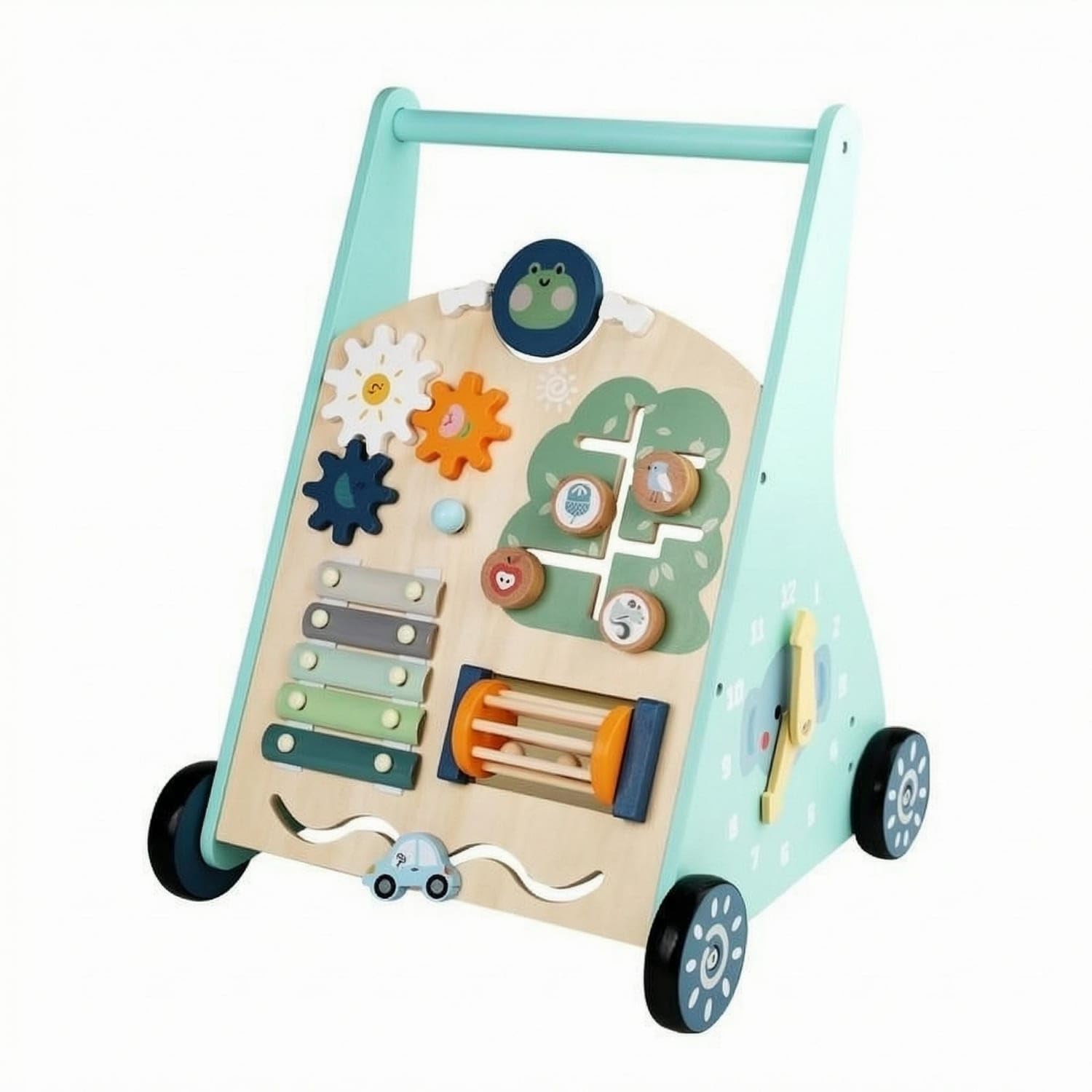 Multi-Function Wooden Baby Push Stroller Educational Activity Stroller Toy Interactive Toddler Learning Vehicle Develops Movement Skills for Toddlers, Babies, Walking Practice, Multifunction Walker-picture-12