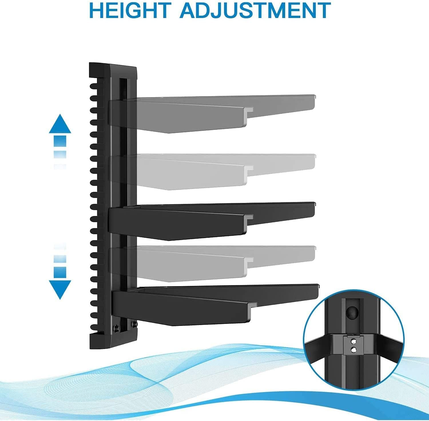 Suptek 3 Floating Regal Multimedia Wandregal TV Rack Wandhalterung Mit Verstärktem Gehärtetem Glasregal Für DVD-Player/Kabel-Boxen/Spielkonsolen/TV Zubehör Schwarz 1+2 Regale CS303