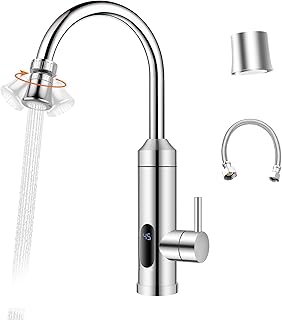 Comprar HOGART Grifo eléctrico con calentador de agua de 230 V para cocina, jardín, baño, caravana, camping, calentador inteligente, grifo con calentador de agua instantáneo, grifo de agua caliente, grifo de